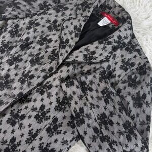 Anne Klien Black Lace Floral Blazer Jacket Women's Size 4 Sheer Outerwear